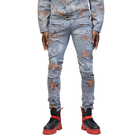 Pin Stripe distressed Jeans
